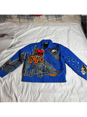 Men's Watson Blue Graphic Bomber Jacket S